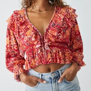 Free People Rudi Ruffle Top Size M NWT